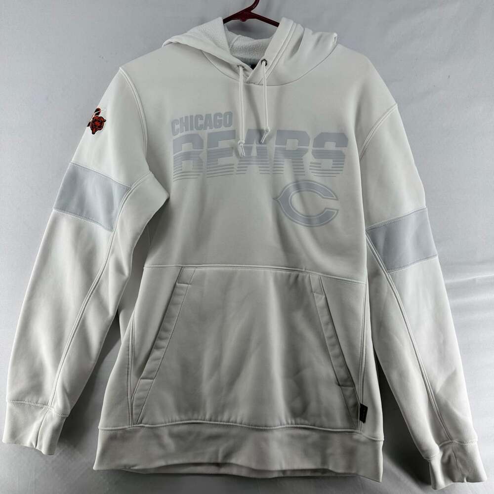 1468 Nike NFL 100 Chicago Bears Sideline Dri-Fit White Hoodie